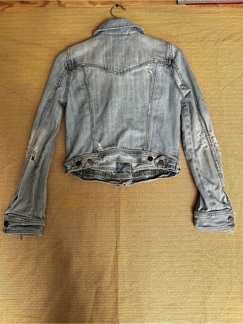 Abercrombie & Fitch Light Blue Distressed Denim Jacket 100% cotton - Picture 2 of 9
